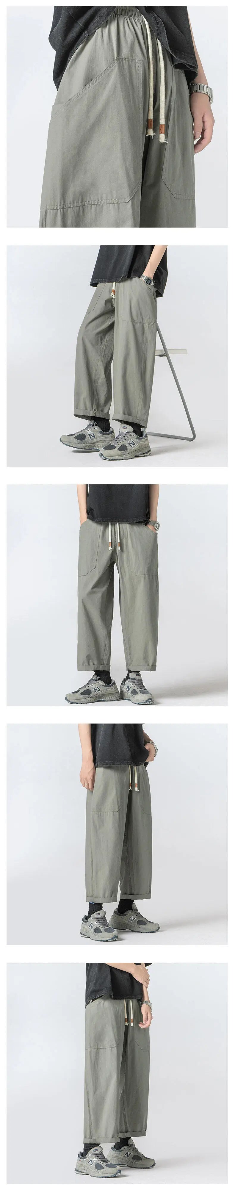 Summer Casual Pants Men Oversized Wide Leg Pants Men Japanese Streetwear Hip-hop Loose Cotton Straight Pants Mens Trousers M-3XL