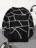 New Popular Autumn and Winter Broken Pattern Pullover Sweater Casual Round Neck Contrast Color Knitted Men's Pullover