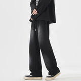 Autumn New Fashion Korean Men's Casual Pants Distressed Classic Black Baggy Straight Trousers Sweatpants Streetwear Male Clothes