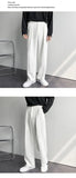 Spring Autumn Men's Fashionable White Korean Style Casual Pants Street Draped Straight Loose Suit Casual Trousers Male