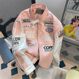 Pink american style jacket women autumn and winter fried street motorcycle pu leather jacket coat baseball high level clothes