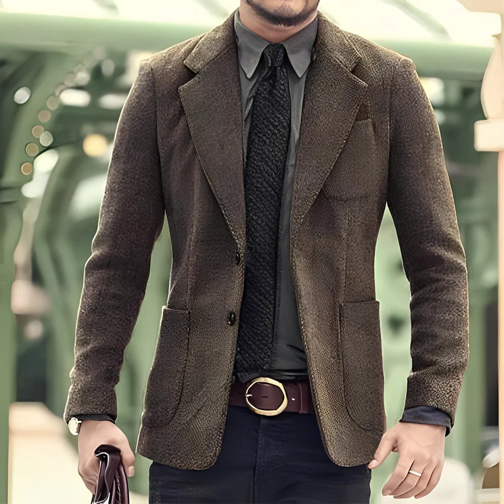 Men's Blazer 2 Button Classic Herringbone Jacket Steampunk Style Outerwear Winter Youth Clothes Suit for Men