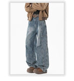 Hip hop personality trend men and women straight leg washed jeans American couple loose retro curved knife casual pants y2k