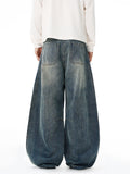 Baggy Classic Jeans Men's Vintage Wash Cotton Wide-leg Denim Pants Loose Fashion Spliced Streetwear Trendy Hip-hop Y2K Trousers