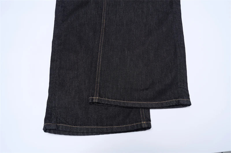 Non-fading Original Color Jeans Men's High Quality Loose Straight Denim Pants Classic American Retro Wide Leg Autumn Trousers