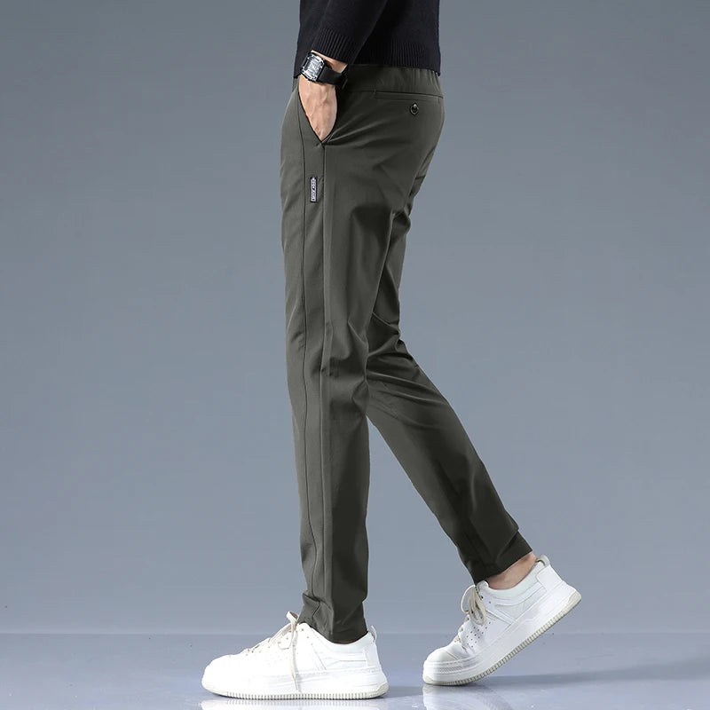 Casual Pants Men Spring Autumn 2025 New Straight Slim Fit Sweatpants Solid Color Business Elastic waist Male Trousers