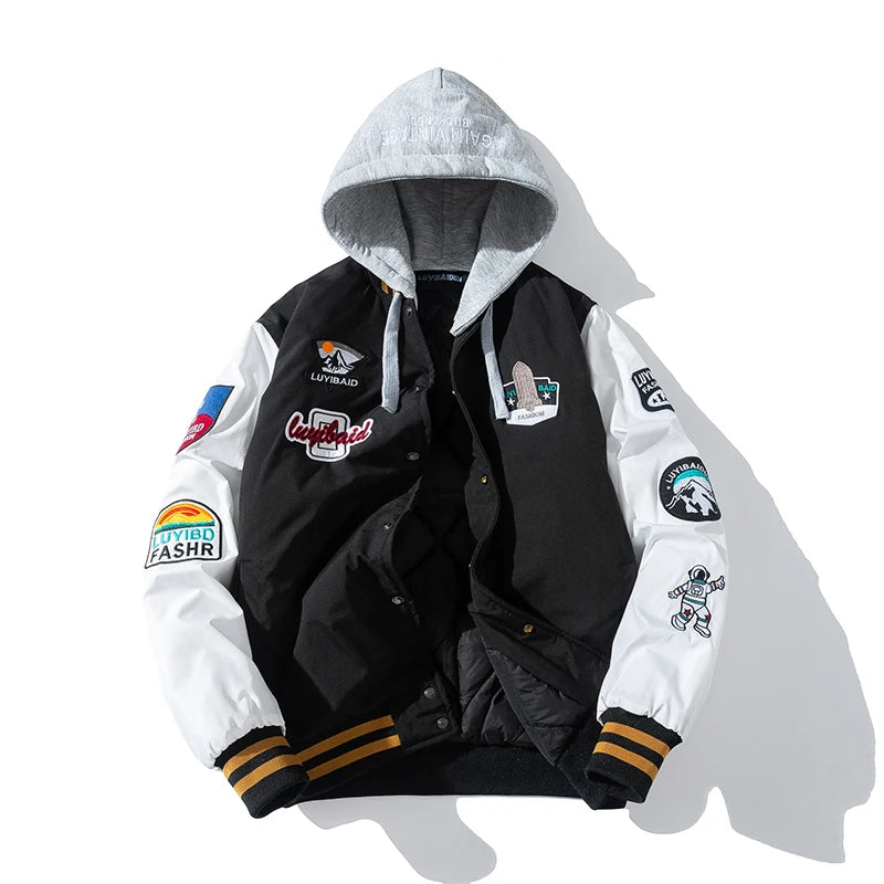 Autumn Winter Varsity Jacket Men Fashion Baseball Jacket Women Embroidery Letter American Coat College Streetwear Button Pink