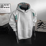 New American Retro Men's Hooded Sweatshirt Casual Harajuku Navy Patchwork Long Sleeve Pullover Autumn High Quality Hoodies M-3XL