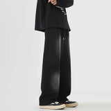 Autumn New Fashion Korean Men's Casual Pants Distressed Classic Black Baggy Straight Trousers Sweatpants Streetwear Male Clothes