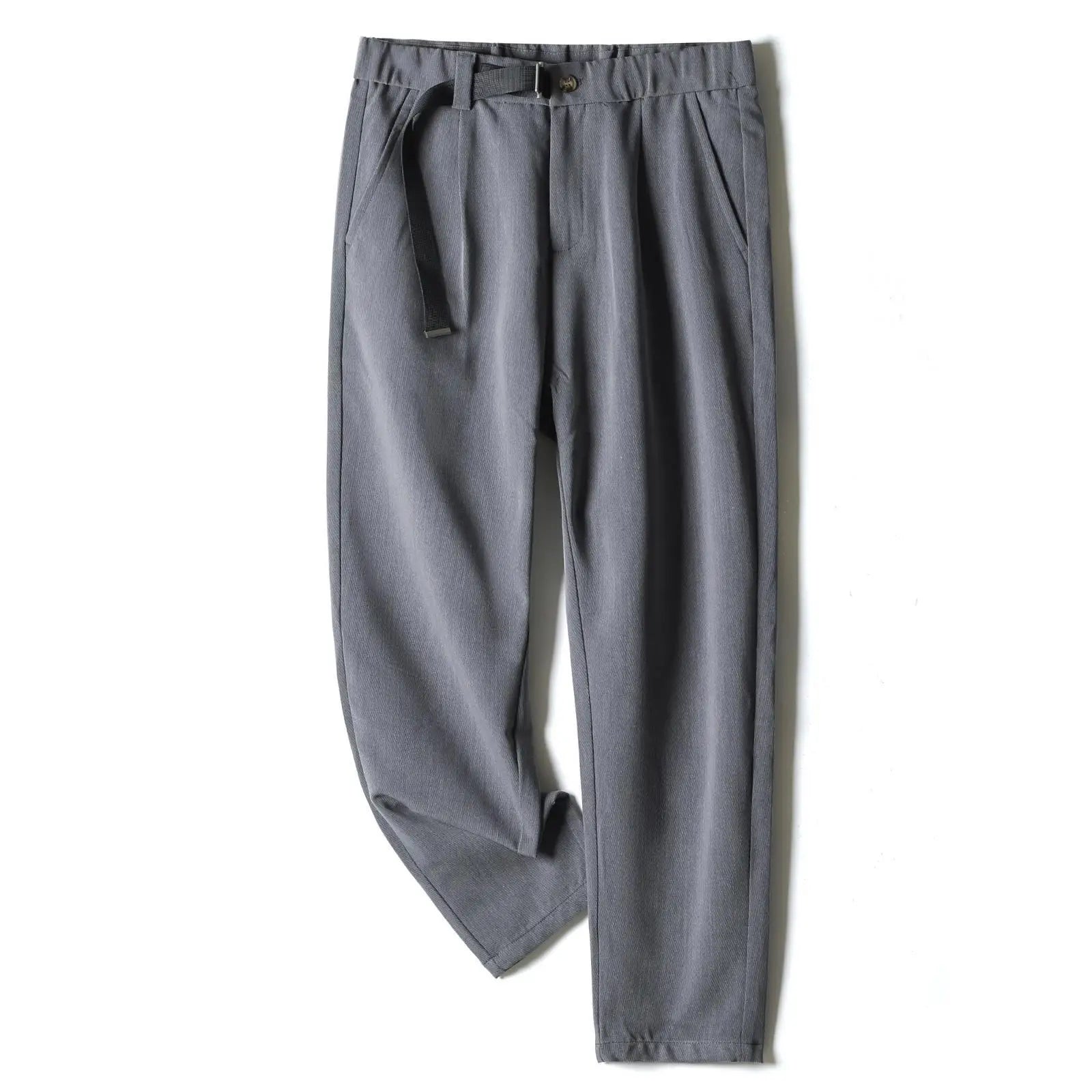 White Stretch Casual Ankle Pants Silhouette Men's Elegant Suit Pants Summer Korean Straight Loose Men's Smart Casual Trousers