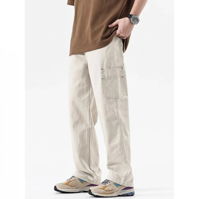 American High Street Work Pants Spring Autumn New Men's Trousers Straight Japanese Fashion Trend Retro Casual Work Pants Chic