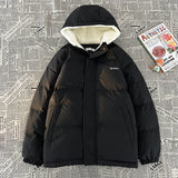 Winter Mens Hooded Parkas Quilted Jackets Man Woolly Lining Windbreaker Outerwear Warm Clothes Cotton Padded Coat Black Blue