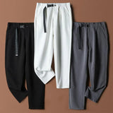 White Stretch Casual Ankle Pants Silhouette Men's Elegant Suit Pants Summer Korean Straight Loose Men's Smart Casual Trousers