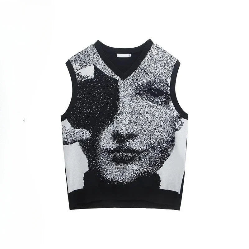 Autumnr and Winter Sleeveless Waistcoat High Quality Sweaters Male Korean Fashion Harajuku Top Streetwear Y2k Men's Knitted Vest