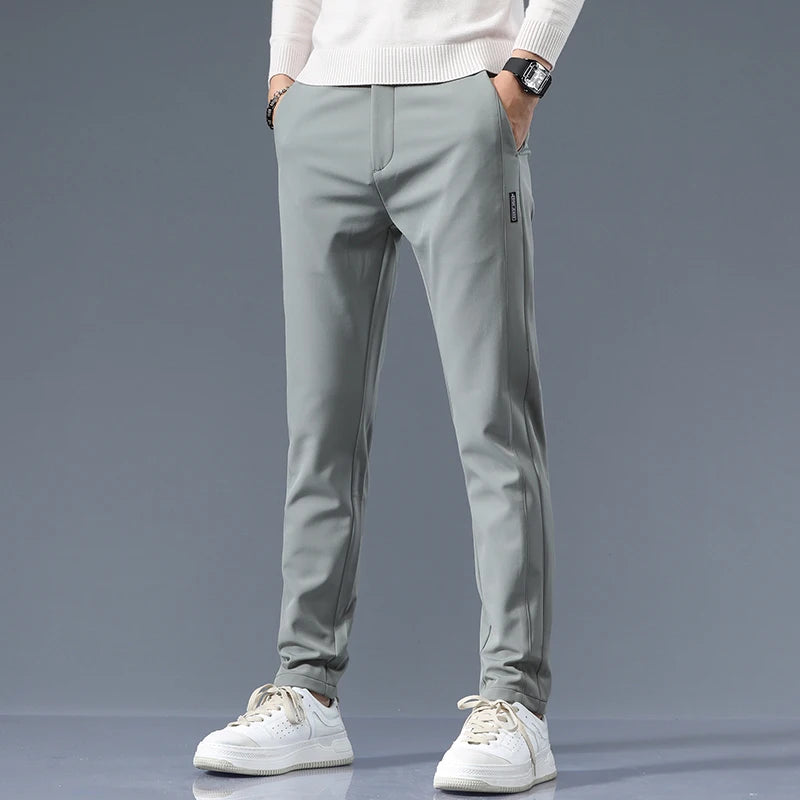 Casual Pants Men Spring Autumn 2025 New Straight Slim Fit Sweatpants Solid Color Business Elastic waist Male Trousers