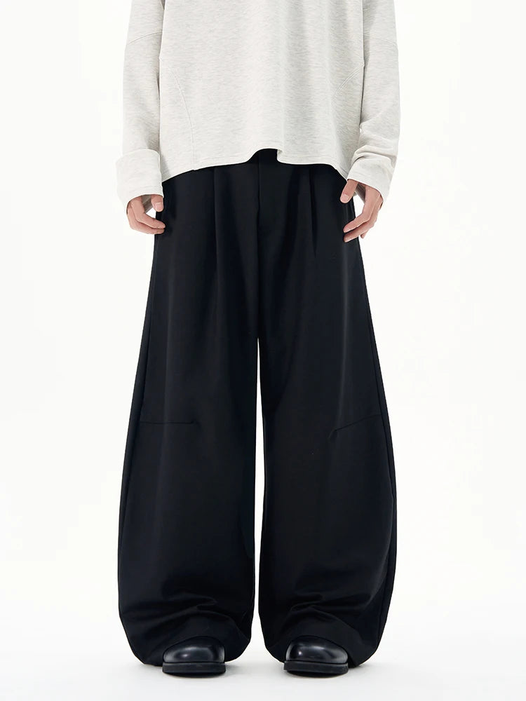 Autumn Men's Loose Suit Pants Commuting Business Casual Classic Gray Black Wide Legs Trousers Oversized Simple Style Clothes