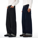 Non-fading Original Color Jeans Men's High Quality Loose Straight Denim Pants Classic American Retro Wide Leg Autumn Trousers