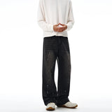 Fashion Graffiti Black Loose Wide-leg Jeans Men's Autumn New American Simple Basic Wash Denim Pants Loose Straight Trousers