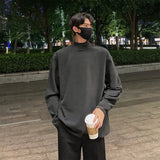 Pullover Korean Style Men's Base T-shirts Casual Solid Stand Collar Long Sleeve Fashion Male Tees Winter