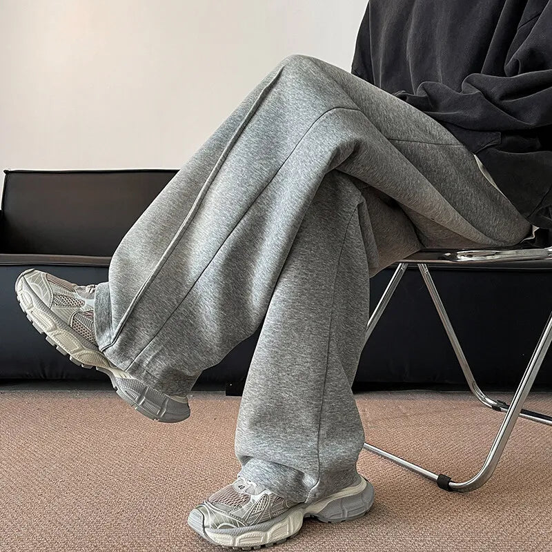 Men's Sweatpants High street patchwork Straight pants Korean Fashion  Wide Leg Straight Loose Track Pants Male Casual Trousers