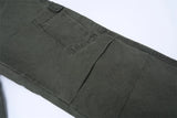 American Loose Straight Cargo Pants Men's Fashion Streetwear 100% Cotton Vintage Large Pocket Loose Casual Wide-leg Trousers