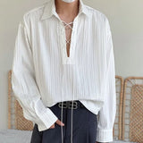 New Men's Casual Blouse Shirt Tops Long Sleeve Tee Shirt Spring Autumn Slanted Placket Vintage Shirts Renaissance Shirt