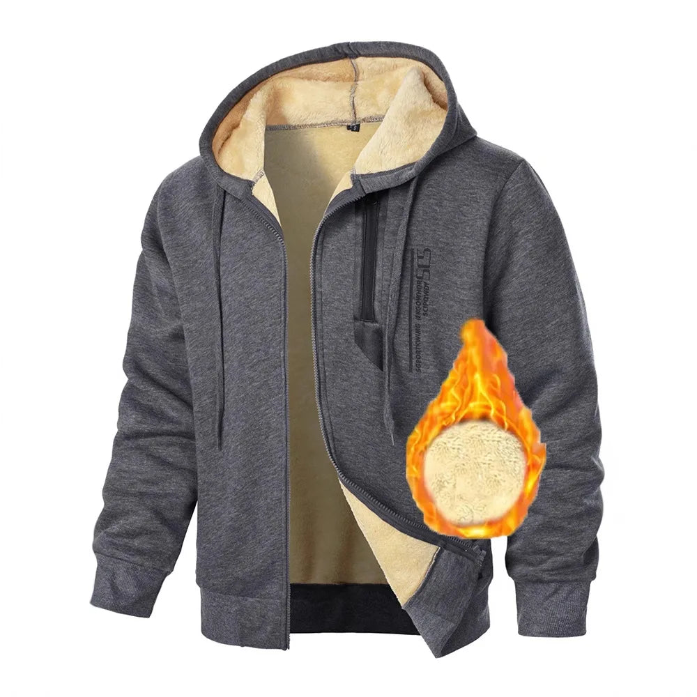 New Men's Clothing with Sweatshirts Digital Printing and Plush Thickening, Men's Autumn and Winter Zippers All-match Hoodies