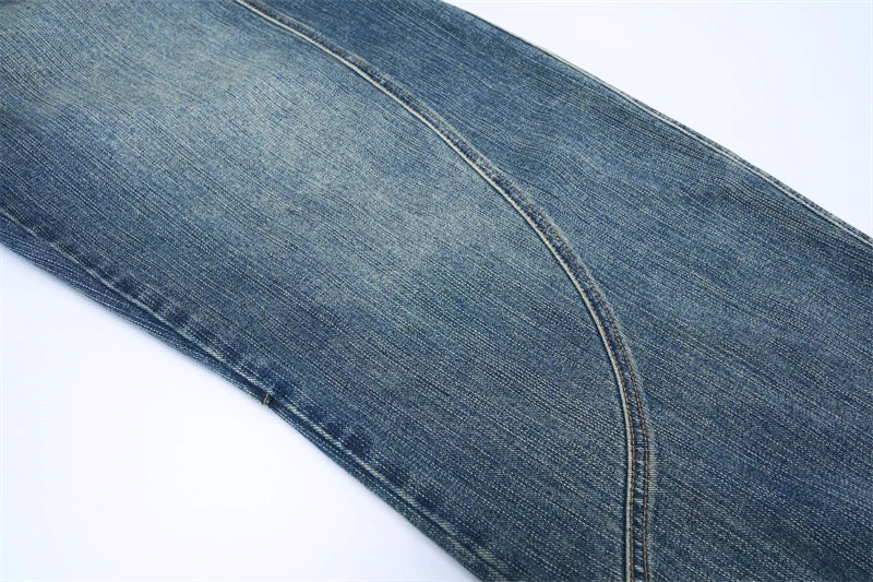 Baggy Classic Jeans Men's Vintage Wash Cotton Wide-leg Denim Pants Loose Fashion Spliced Streetwear Trendy Hip-hop Y2K Trousers