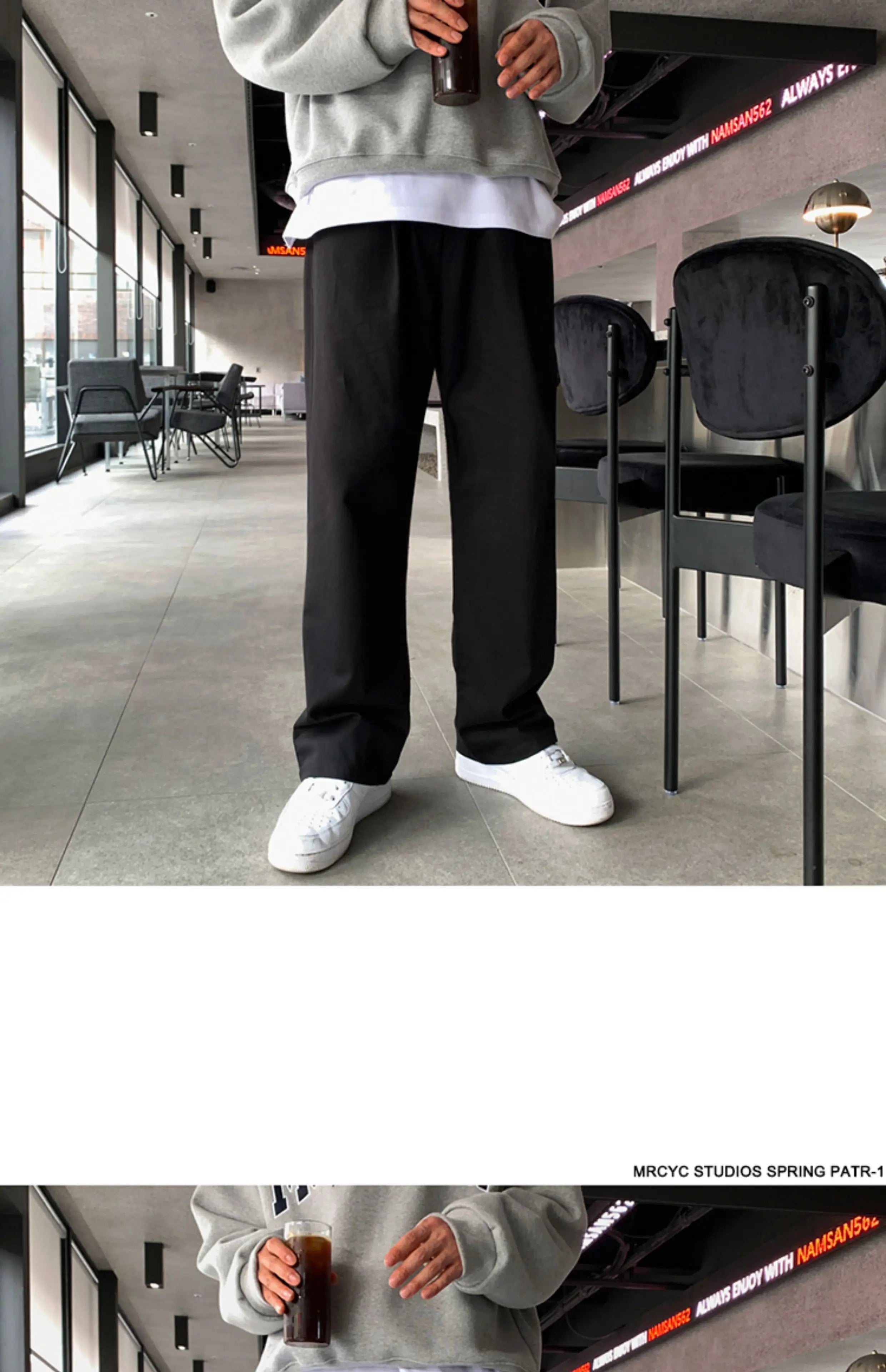 Korean Style High-end Straight-leg Casual Pants Men's Spring Summer Loose Trousers American 2025 New Trendy Wide-leg Pants Chic