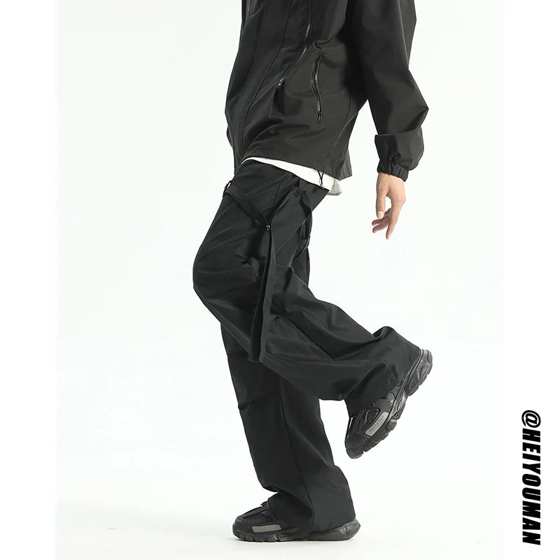 New Cargo Pants Baggy Straight Oversize Trousers Fashion Wide Leg Pockets Black Joggers Trousers Y2k Streetwear Clothing