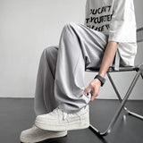 Men's Casual Straight Long Loose Pants Stretch Elastic Waist Jogger Korean Classic Blue Black Gray Male Brand Trousers Plus Size