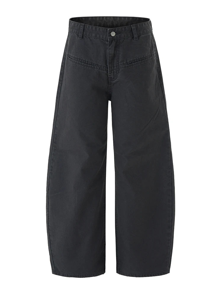 100% Cotton Wide-leg Jeans Men's Autumn Fashion Pocket Design Casual Trousers Loose American High Street Y2K Denim Pants