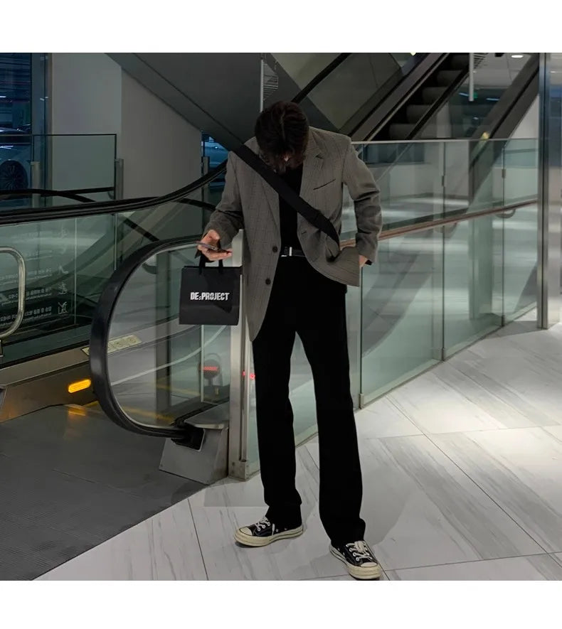 New Korean Fashion Men Suit Pants Light Luxury Business All-match Straight Slim-fit Casual Trousers Premium Elegant Dress Pants