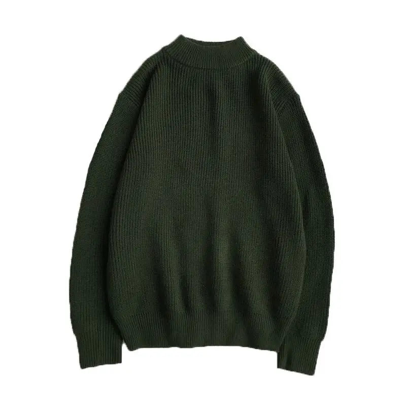 Autumn Winter New Fashion Long Sleeve Half High Collar Solid Pullovers Men's Clothing All-match Knitting Korean Simplicity Top