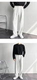 Spring Autumn Men's Fashionable White Korean Style Casual Pants Street Draped Straight Loose Suit Casual Trousers Male