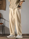 Japenese Cotton Linen Pants Men Summer Straight Casual Ice Silk Sweatpants Male Wide leg Oversize Linen Trousers New