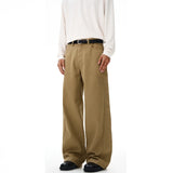 100% Cotton Men's Loose Casual Pants Autumn New Fashion Comfortable Wide-leg Oversized Trousers Streetwear White Khaki Black
