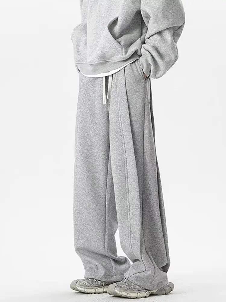 Korean Wide-leg Sweatpants Man Loose Casual Solid Color Male Pants Streetwear Clothes Spring Autumn Fashion sweatpant men