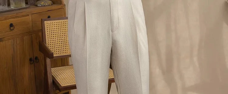 Light Luxury Men's Naples Draped Suit Pants Casual Solid Color Straight Premium Quality Dress Pants Wedding Banquet Business