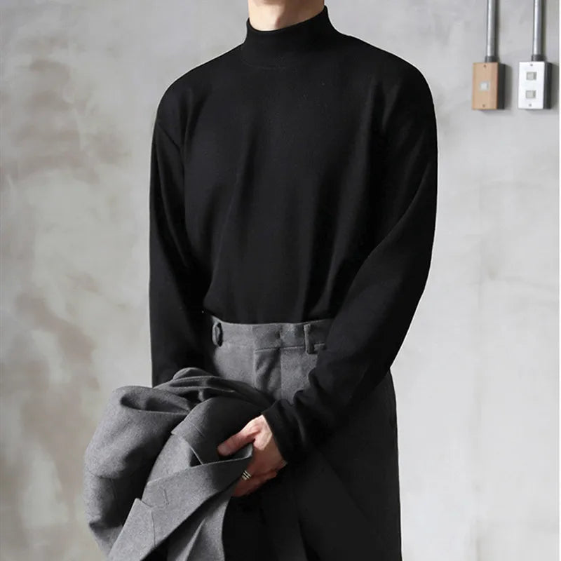 Spring Autumn Winter Solid Casual Plush Turtleneck Men's Loose Bottom Double Faced Velvet Sweater Simple Warm BigSize