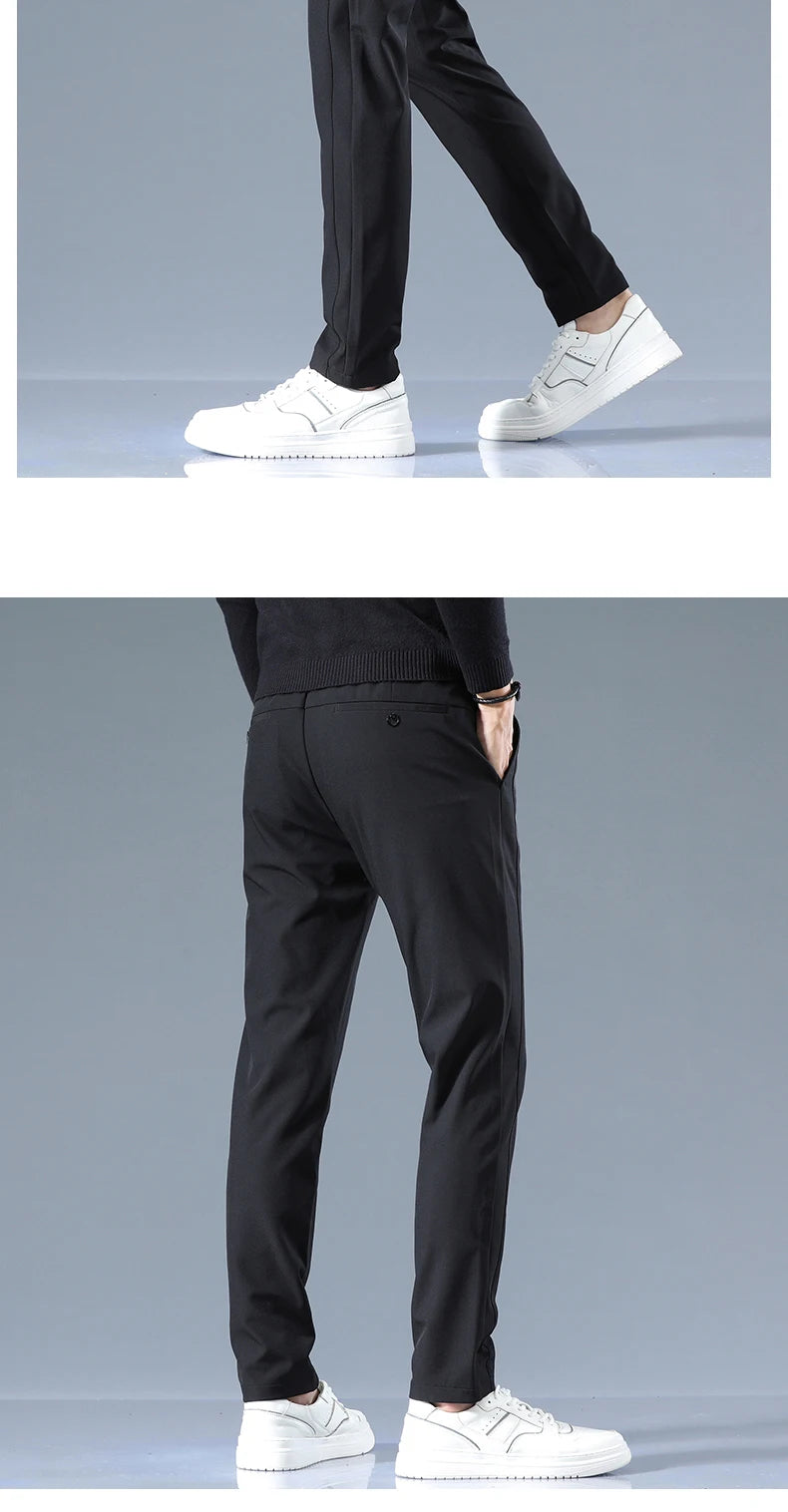 Casual Pants Men Spring Autumn 2025 New Straight Slim Fit Sweatpants Solid Color Business Elastic waist Male Trousers