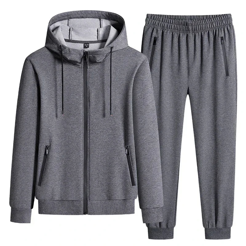 Male 2 Pieces Sweatshirt + Sweatpants Suit 8XL Plus Size New Spring Autumn Clothing Hooded Men Sportswear Sets Casual Pants