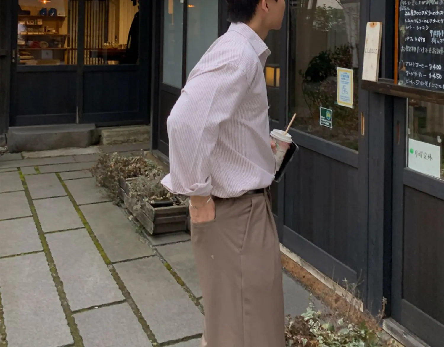 Oversized Men's Niche Striped Shirt, Spring&Autumn Fashion All-Matching Long Sleeve Shirt Coat, Korean Casual Unisex Outdoor