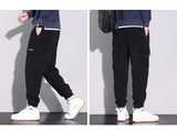 Autumn New Men's Corduroy Cargo Harem Pants Fashion Korean Embroidery Bound Feet Casual Pants Trendy Brand Male Trousers