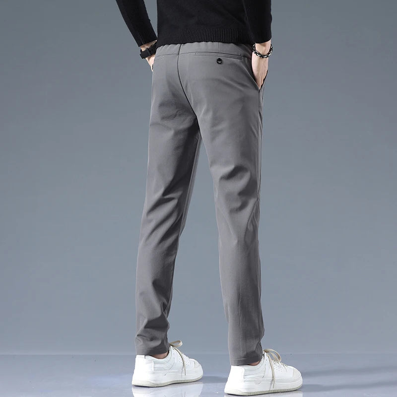Casual Pants Men Spring Autumn 2025 New Straight Slim Fit Sweatpants Solid Color Business Elastic waist Male Trousers