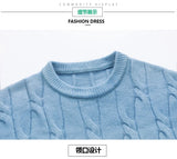 Korean Gradient Knitwear Loose Chunky Twist Knit Pullover 2024 New Round Neck Sweater Autumn Winter Warm Couple Tops