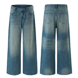 American Retro Jeans Men's Oversize Baggy Wide Legs Classic Wash Cotton Denim Pants Hip-hop Rock Streetwear Loose Trousers