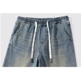 Men's Summer Baggy Jeans Big Size M-4XL Lightweight Cotton Wide Leg Straight Denim Pants Loose Fit Blue Jean Trousers