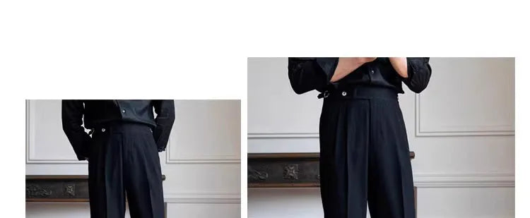 Light Luxury Men's Naples Draped Suit Pants Casual Solid Color Straight Premium Quality Dress Pants Wedding Banquet Business