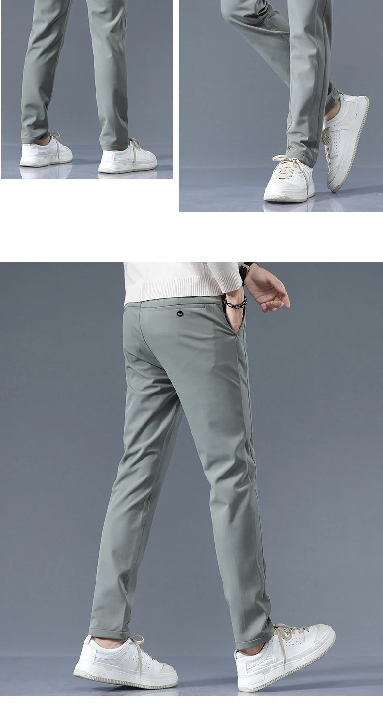 Casual Pants Men Spring Autumn 2025 New Straight Slim Fit Sweatpants Solid Color Business Elastic waist Male Trousers
